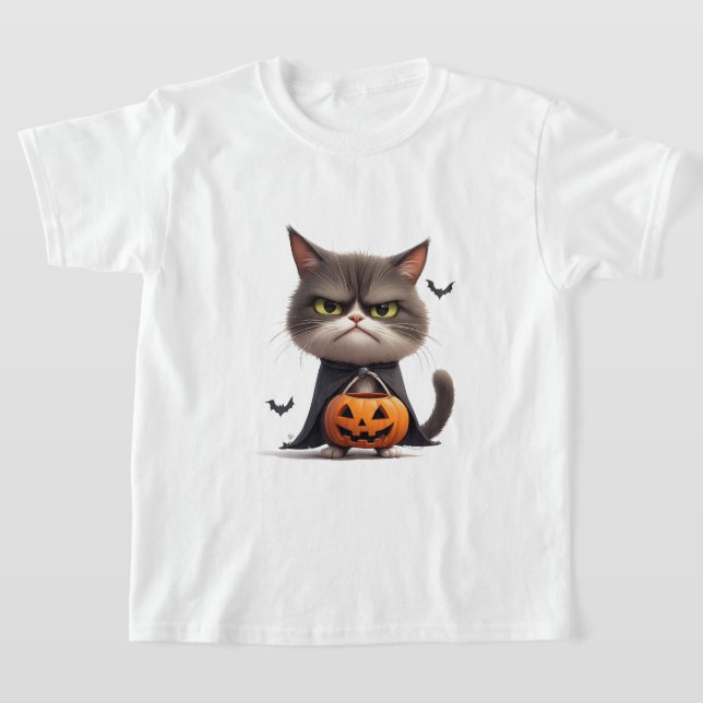 Grumpy Kürbis Hexenkatze Halloween Thema 🎃 T-Shirt (Ablage )