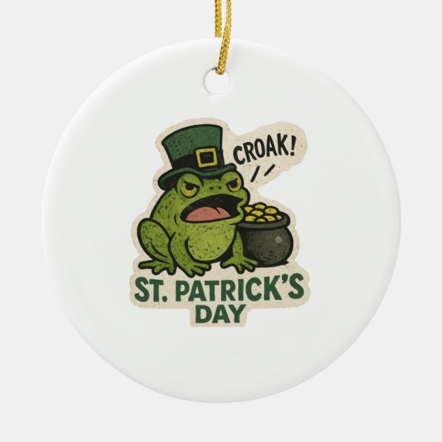 Grumpy Leprechaun Frosch St.Patrick's Day Keramik Ornament (Vorne)