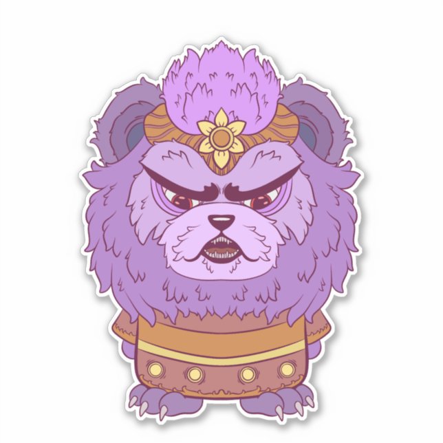Grumpy Lila Lion Aufkleber (Vorderseite)
