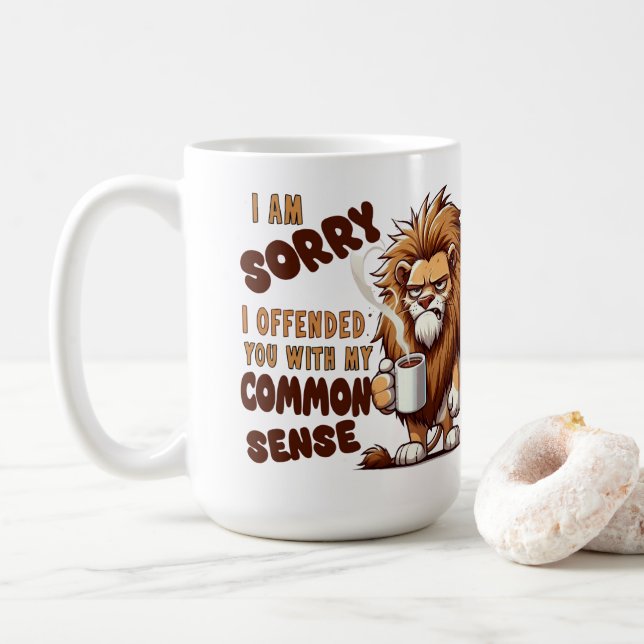 Grumpy Lion Kaffee-Tasse – Lustige sarkastische Au Kaffeetasse (Mit Donut)