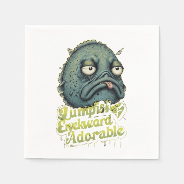 Grumpy Lumpfish Napkin Design Serviette (Vorderseite)