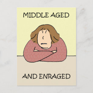 Grumpy Middle Aged Lady Cartoon Spaß Postkarte