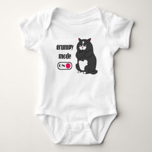 Grumpy mode on funny fat cat baby strampler