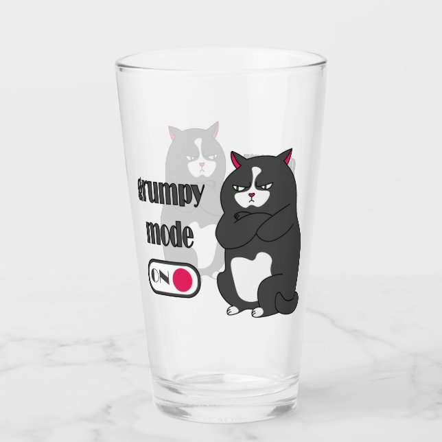 Grumpy mode on funny fat cat  glas (Vorderseite)