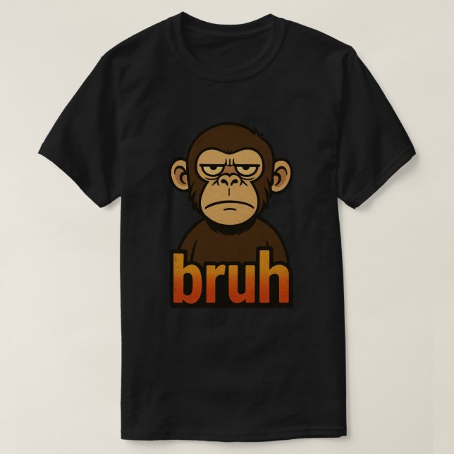 Grumpy Monkey “bruh” Meme – Funny Retro Sarcastic  T-Shirt (Design vorne)