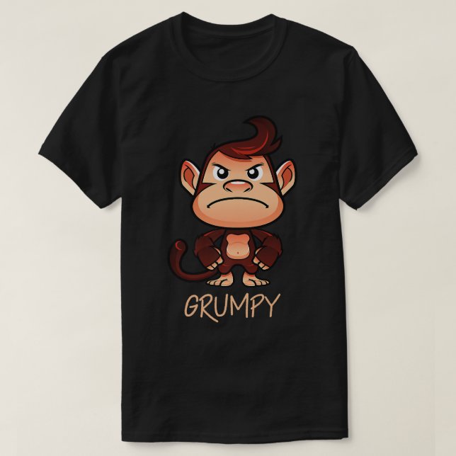 Grumpy Monkey Meme Ästhetik Bad Mood Schimpanse P T-Shirt (Design vorne)
