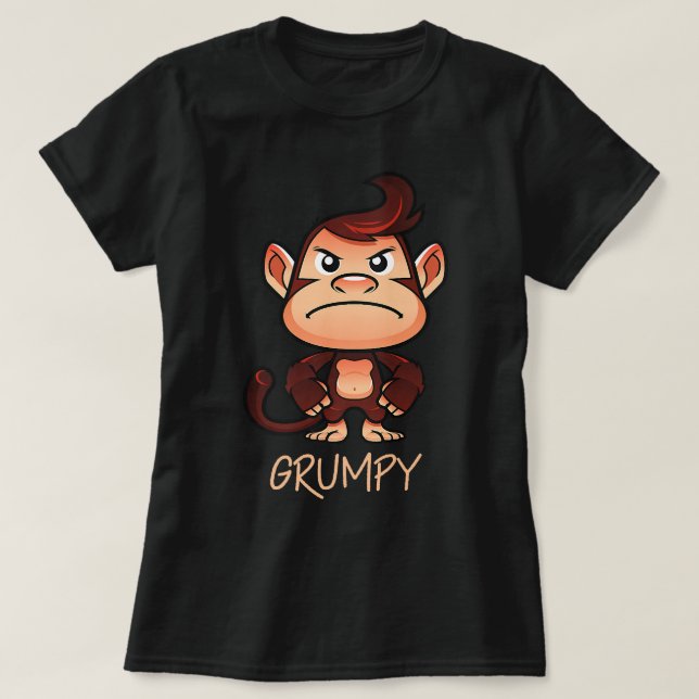 Grumpy Monkey Meme Ästhetik Bad Mood Schimpanse P T-Shirt (Design vorne)