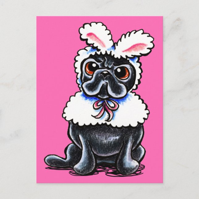 Grumpy Mops Bunny Postkarte (Vorderseite)