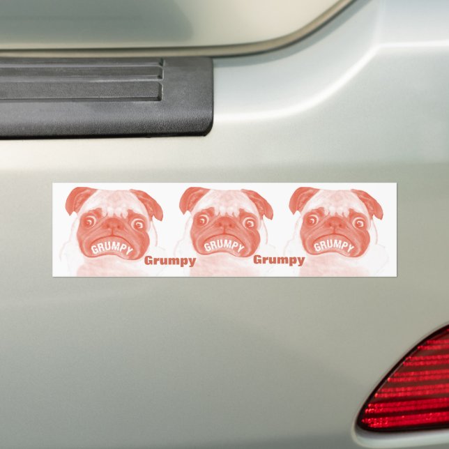 Grumpy Mops Times Three Autoaufkleber (Auf Auto)