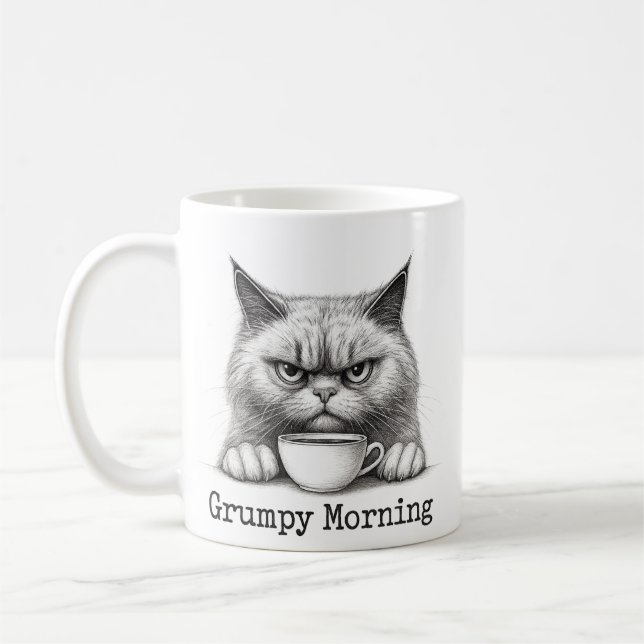 Grumpy Morning Cat Coffee Mug Kaffeetasse (Links)