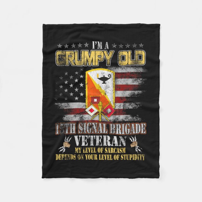 Grumpy Old 15. Signal Brigade Us Flag Veterans Da Fleecedecke (Vorderseite)