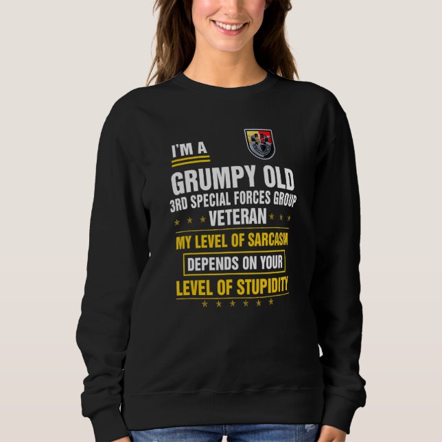 Grumpy Old 3. Special Forces Group Veteran Vater Sweatshirt (Vorderseite)