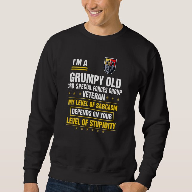Grumpy Old 3. Special Forces Group Veteran Vater Sweatshirt (Vorderseite)