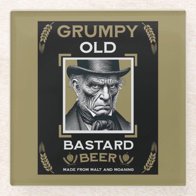 Grumpy Old Bastard Beer Glasuntersetzer (Vorderseite)