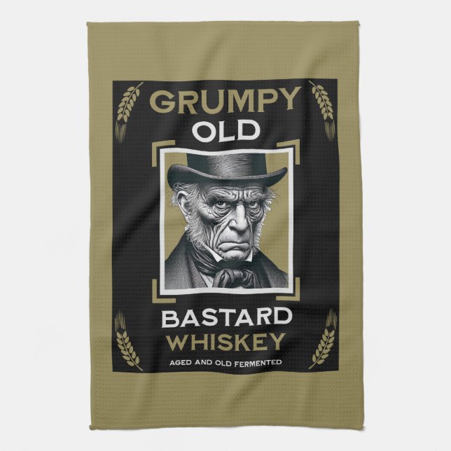 Grumpy Old Bastard Whiskey Geschirrtuch (Vertikal)