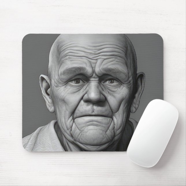 Grumpy Old Man Face Mousepad (Mit Mouse)