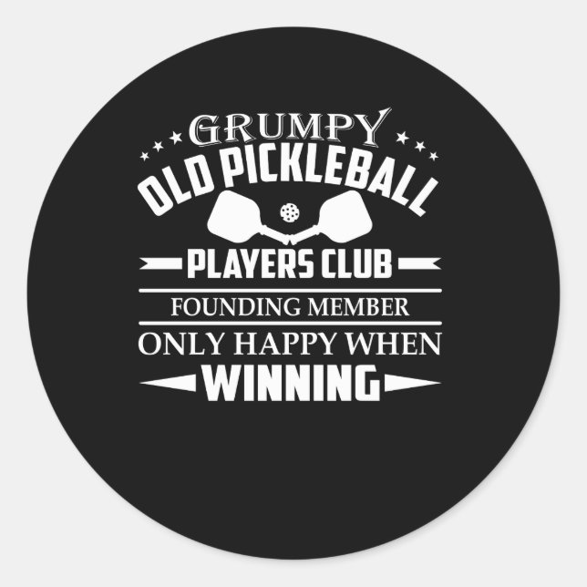 Grumpy Old Pickleball Players Club Happy Runder Aufkleber (Vorderseite)