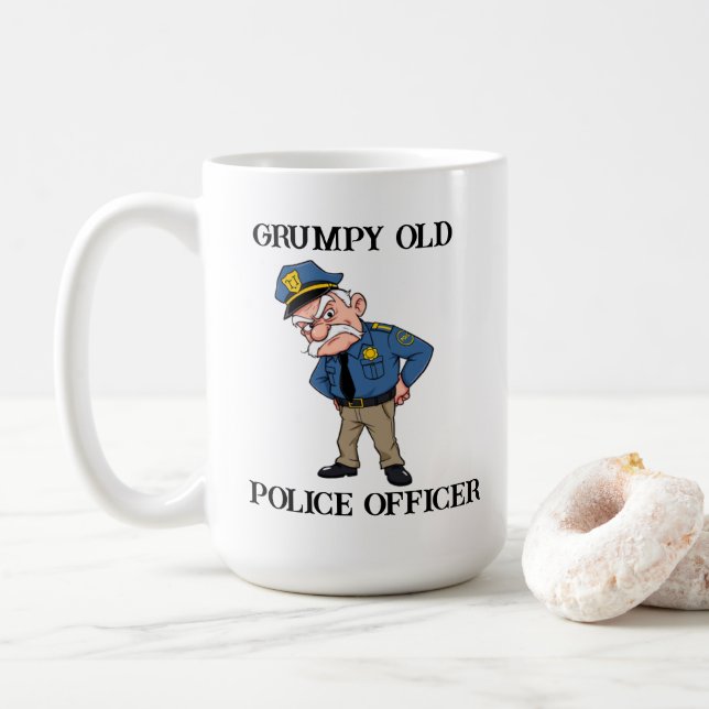 Grumpy Old Police Officer Kaffeetasse (Mit Donut)