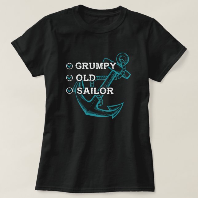 Grumpy Old Sailor Anchor Karo T-Shirt (Design vorne)