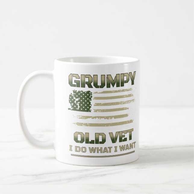 Grumpy Old Vet Ich tue, was ich Gewollt Funny Vete Kaffeetasse (Links)