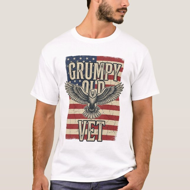 Grumpy Old Vet Patriotic Eagle Flag Shirt Design (Vorderseite)