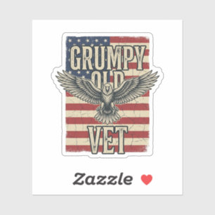 Grumpy Old Vet Patriotisches Adler-Flag-Shirt-Desi Aufkleber