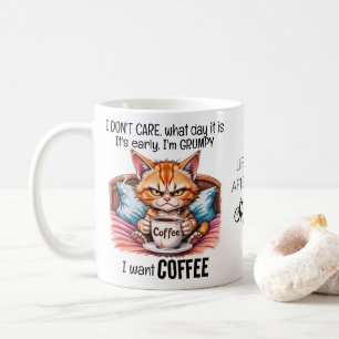 Grumpy Orange Cat Drink Coffee Funny Zitat Kaffeetasse
