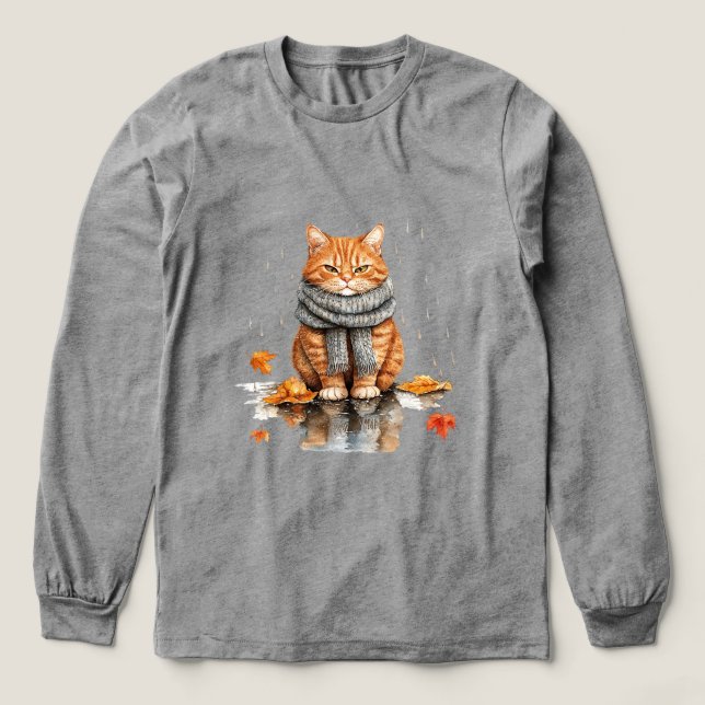 Grumpy Orange Cat in Rain Tri-Blend Shirt (Design Vorderseite)