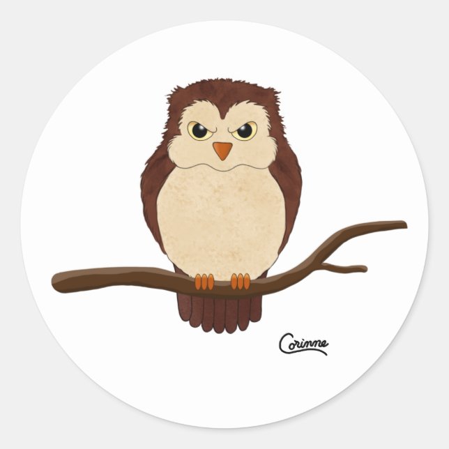 Grumpy Owl - Aufkleber für Umschlag (Vorderseite)