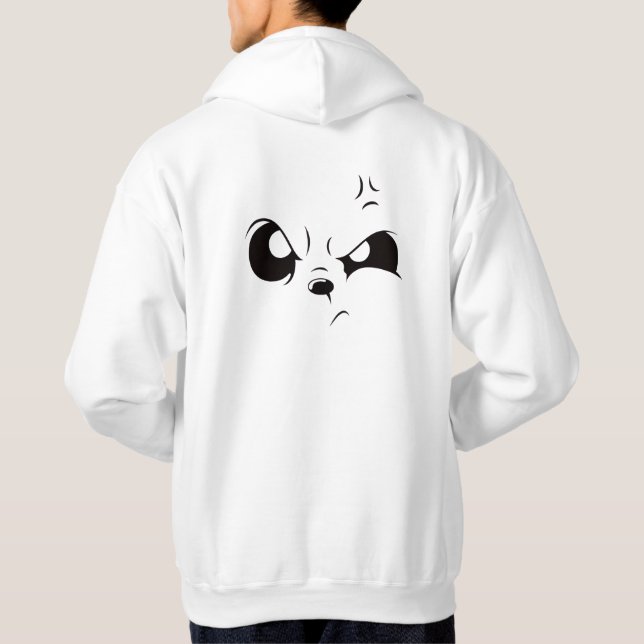 Grumpy Panda Gesicht Minimalistischer Weißer Overs Hoodie (Rückseite)