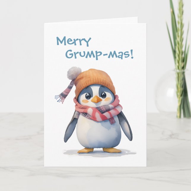 Grumpy Penguin Grinch Weihnachtsfeiertag Spaß Karte (Vorderseite)