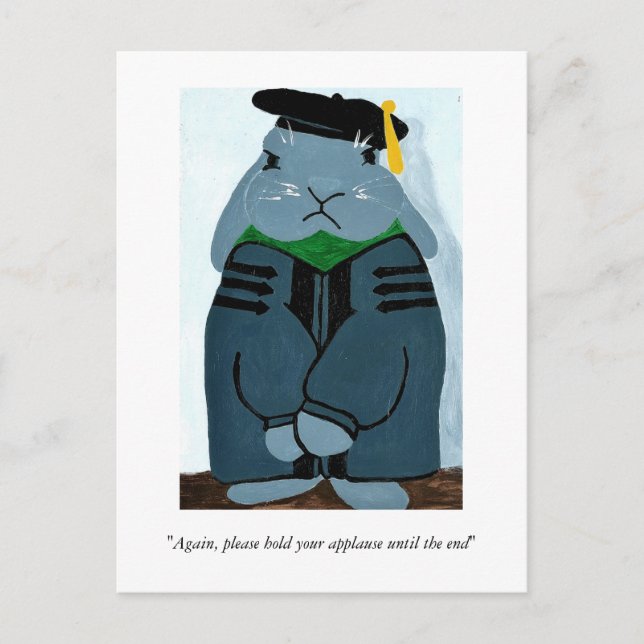 Grumpy PhD Abschluss Bunny in Regalia Postcard Postkarte (Vorderseite)