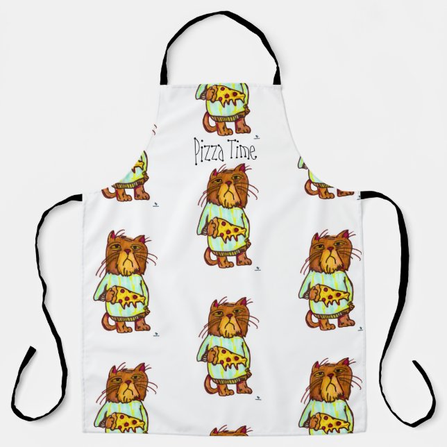 Grumpy Pizza Pet Funny Cat Art Design Schürze (Vorderseite)