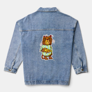 Grumpy Pizza Pet Funny Cat Zeichnend Spaß Jeansjacke