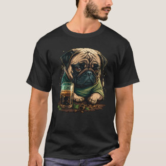 Grumpy Pug Drinks Whisky T-Shirt