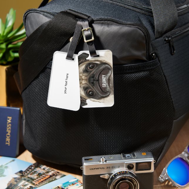 Grumpy Puggy Geschenke Gepäckanhänger (Vorderseite & Rückseite)