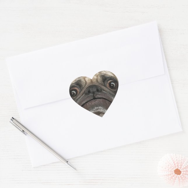 Grumpy Puggy Geschenke Herz-Aufkleber (Umschlag)