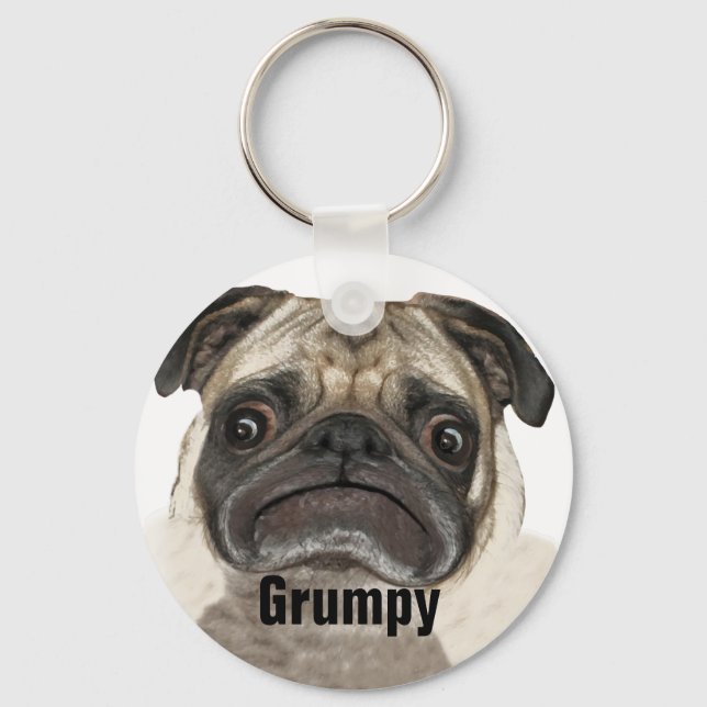 Grumpy Puggy Geschenke Schlüsselanhänger (Vorderseite)