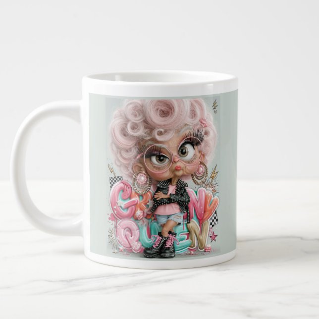 Grumpy Queen Pink Punk Jumbo-Tasse (Links)