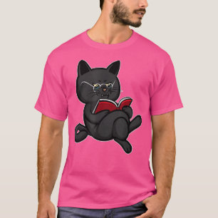 Grumpy Reading Cat Book Lovers Reading Book  T-Shirt