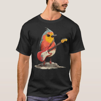 Grumpy Robin Vogel Mit E-Gitarre Für Feder T-Shirt