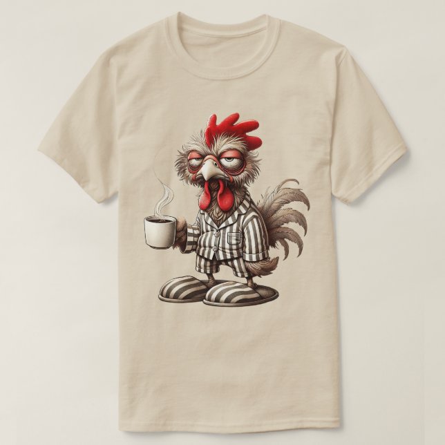 Grumpy Rooster Morning - Kaffee zuerst! T-Shirt (Design vorne)