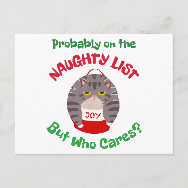 Grumpy Sarcastic Weihnachtskatze Wahrscheinlich au Postkarte (Vorderseite)