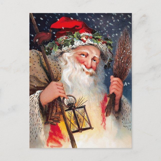 Grumpy Sledna Santa Vintage Weihnachts-Postkarte Postkarte (Vorderseite)