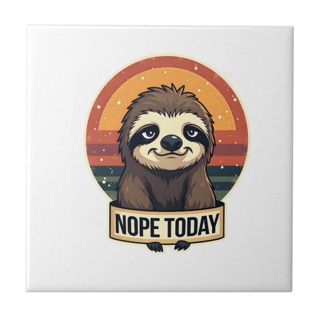 Grumpy Sloth Vintage Funny Retro Shirt Design Fliese (Vorderseite)