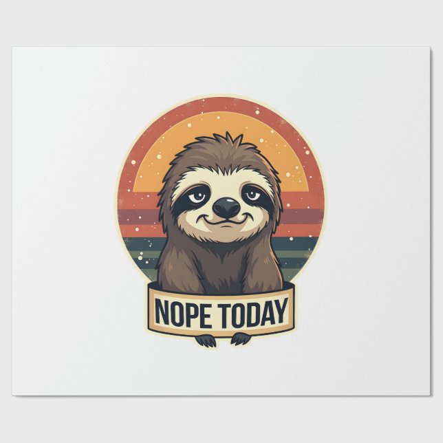 Grumpy Sloth Vintage Funny Retro Shirt Design Geschenkpapier (Flach)