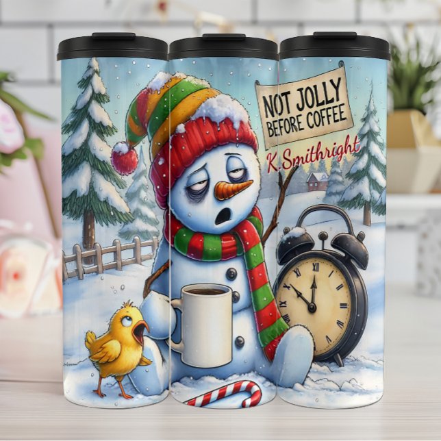 Grumpy Snowman Nicht Jolly Coffee Thermosbecher (Von Creator hochgeladen)