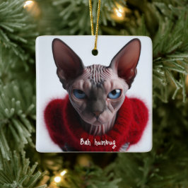 Grumpy Sphynx Cat Weihnachten Keramikornament