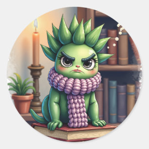 Grumpy Sukkulenten-Pflanzen-Eltern BookTok Dark Ac Runder Aufkleber
