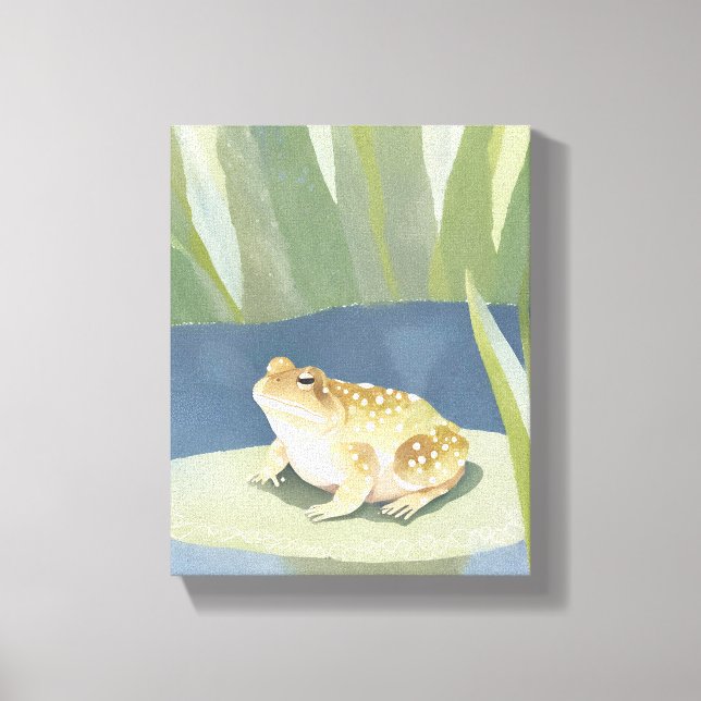 Grumpy Toad | Lilypad Pond Watercolor Leinwanddruck (Vorderseite)
